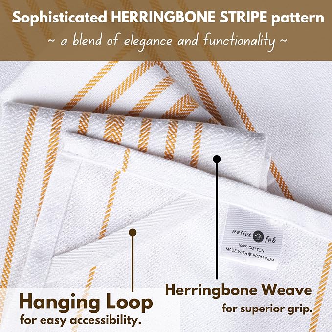 Native Fab Kitchen Dish Towels 16x26 inches Set of 12 Herringbone Weave - Image 6
