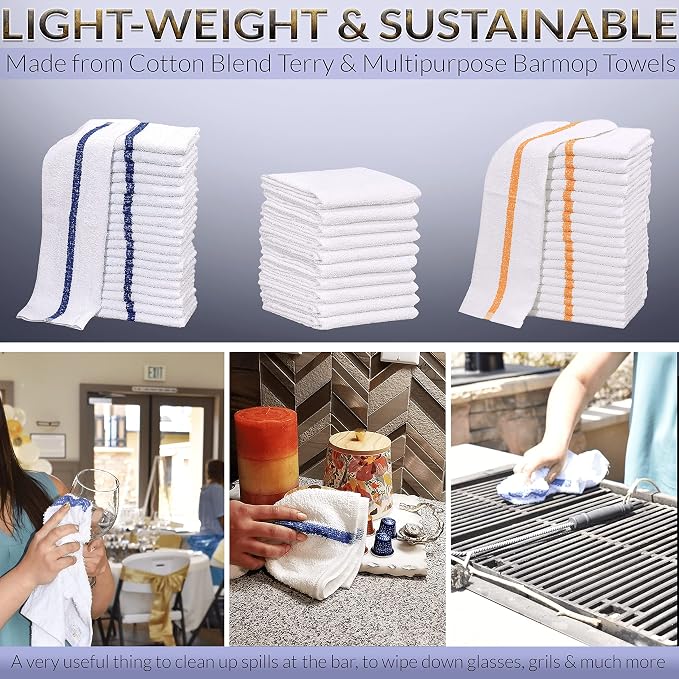 60 PC New Cotton Blend White Restaurant Bar Mops Kitchen Towels - Image 3