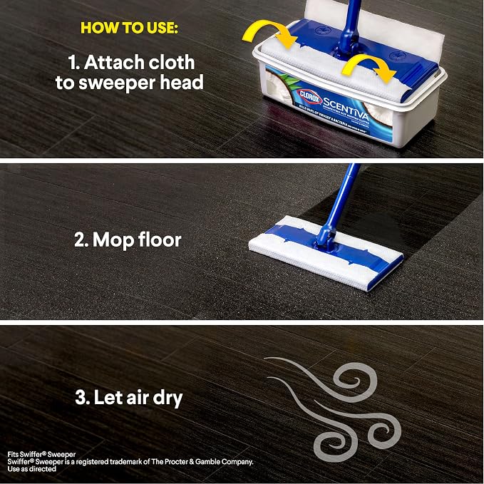 Clorox Scentiva Disinfecting Wet Mopping Cloths, Coconut and Waterlily - Image 5
