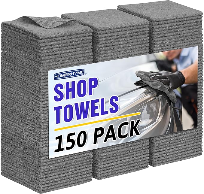 HOMERHYME Microfiber Cleaning Cloth, 150 Pack Grey Cleaning Rags, Bulk by HOMERHYME