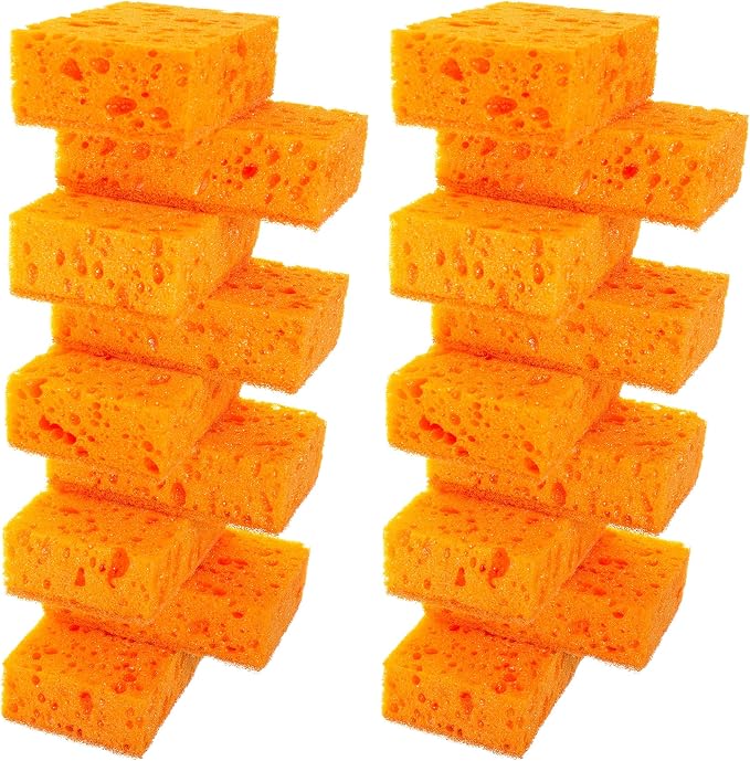 Orange Multi Use Scrub Sponge. Made in Europe. 18 Pack, 4.3x2.8x1.4 inches. by Okleen