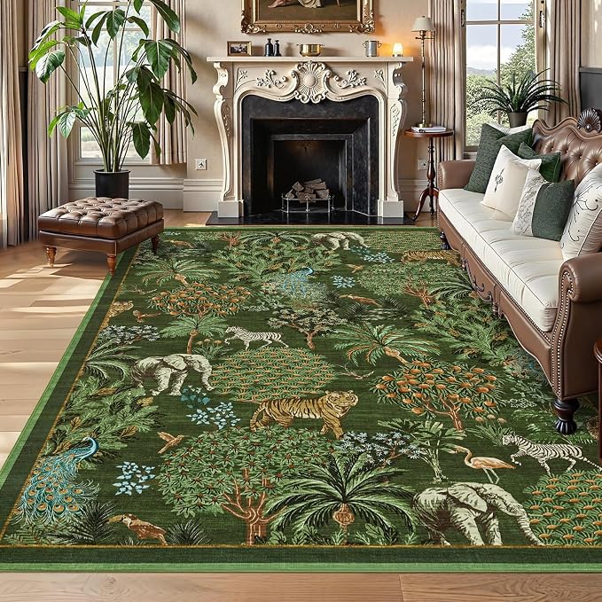 GarveeHome Jungle Washable Rug 9x12 Area Rugs by GarveeHome