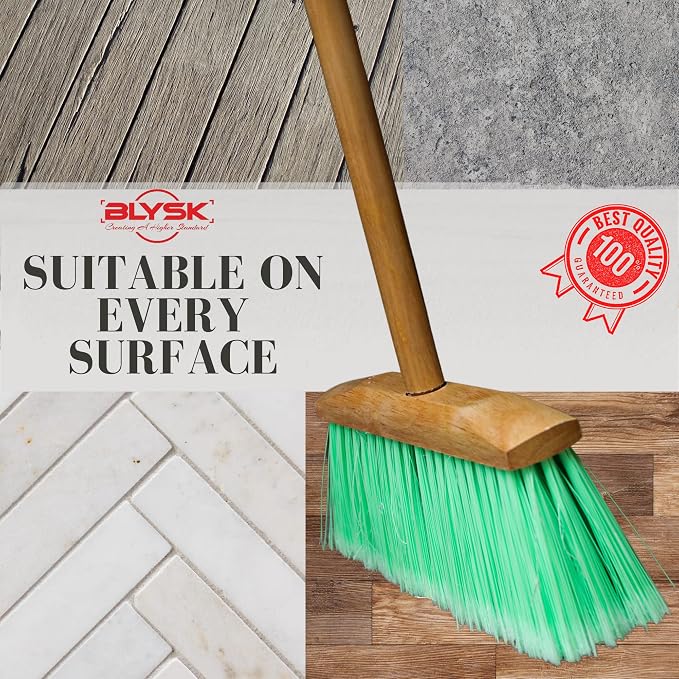 Indoor/Outdoor Heavy Duty Wooden Broom Brush, Head Replacement Soft bristles - Image 2