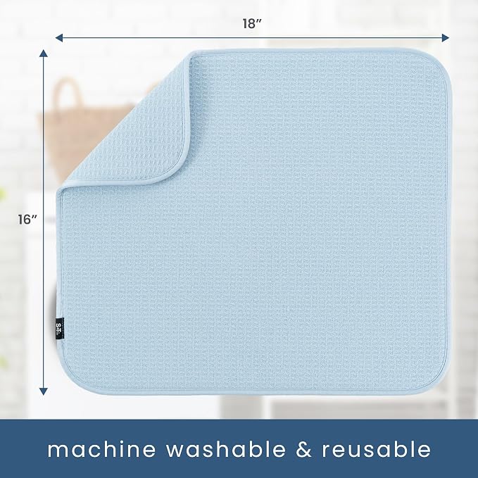 S&T INC. Dish Drying Mat, 16” x 18”, Absorbent Microfiber Kitchen Counter Mat - Image 6