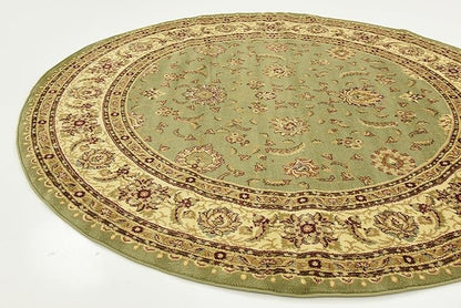 Unique Loom Voyage Collection Traditional Oriental Classic Intricate Design Area Rug (8' 0 x 8' 0 Round, Green/Ivory)