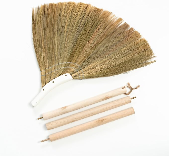 Natural Broom - Indoor Grass Broom - Long Handle Broomstick - Image 3