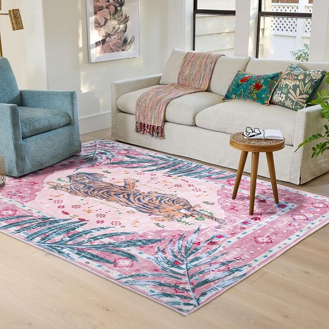 4x6 FT Leopard Rug for Living Room Pink Leopard Vintage Animal Rug Aesthetic by CILEPMID-TimelessComfort