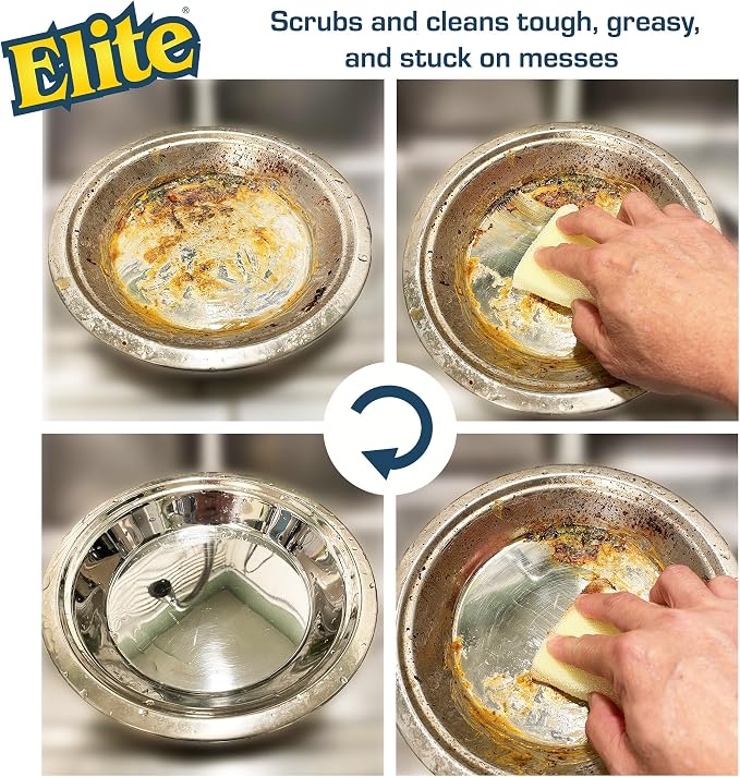 Elite HD All Purpose Cleaning Pad, 2 Pack, Non Scratch, Dish Sponge, Made in - Image 4
