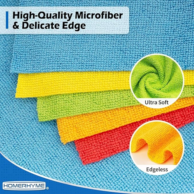 HOMERHYME Microfiber Cleaning Cloth, 200 Pack Cleaning Rags Microfiber Towel - Image 2