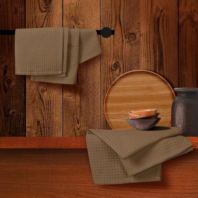 Brown Waffle Kitchen Towels, 16x26 Inch, Quick Drying, 100% Cotton, Machine - Image 5
