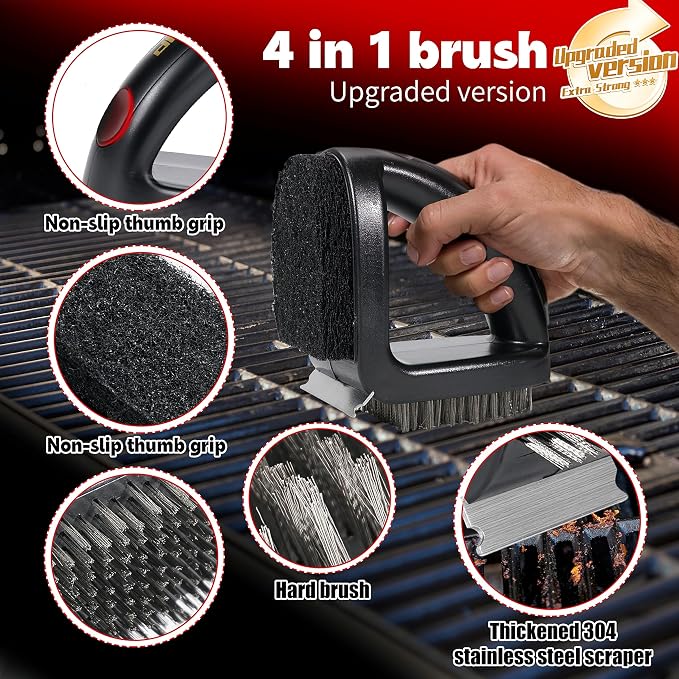 4-in-1 Grill Brush Combined BBQ Brush, Ultra Safe & Heavy-Duty Grill Cleaner - Image 5