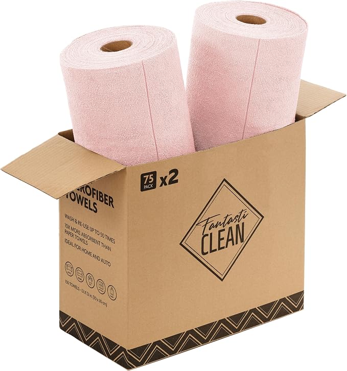 Fantasticlean Microfiber Cleaning Cloth Roll -150 Pack, Tear Away Microfiber by Fantasticlean