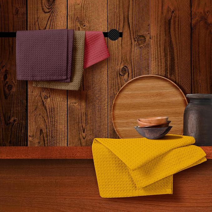 Multicolor Waffle Kitchen Towels, Quick Drying, 100% Cotton, Drying Dishes - Image 5