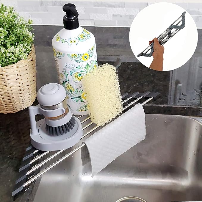 Roll Up Sponge Holder for Counter, Sink Organizer for Kitchen, Laundry Room by It%27s+Senah+Home