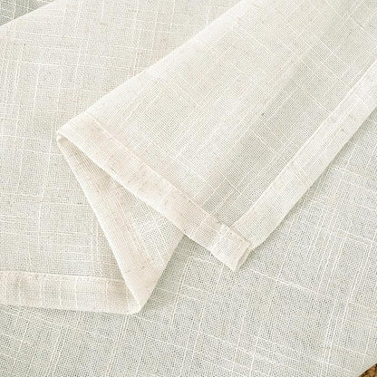 LAMIT 102 inch Semi Sheer Linen Curtains for Living Room, Back Tab and Rod Pocket Cream Curtains Light Filtering Country Rustic Neutral Drapes for Bedroom/Farmhouse, 2 Panels, 52 x 102 Inch