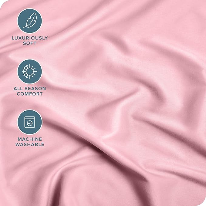 Bare Home Fitted Bottom Sheet Twin Size - Premium 1800 Microfiber - Ultra-Soft Hotel Luxury - Deep Pocket - Durable and Long Lasting - Fitted Sheet (Twin, Light Pink)