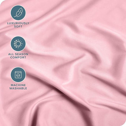 Bare Home Fitted Bottom Sheet Twin Size - Premium 1800 Microfiber - Ultra-Soft Hotel Luxury - Deep Pocket - Durable and Long Lasting - Fitted Sheet (Twin, Light Pink)