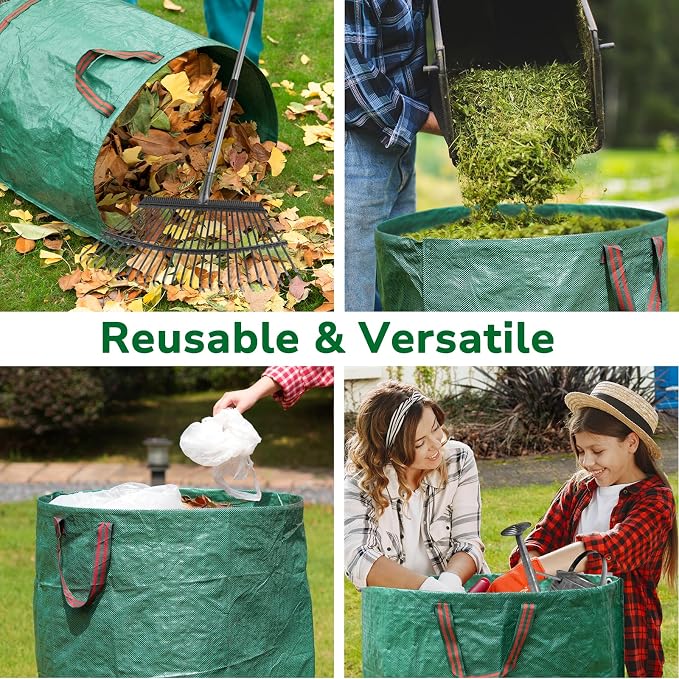 GreatBuddy 72 Gallon Reusable Yard Waste Bag, Heavy Duty, 3 Pack Upright Lawn - Image 6
