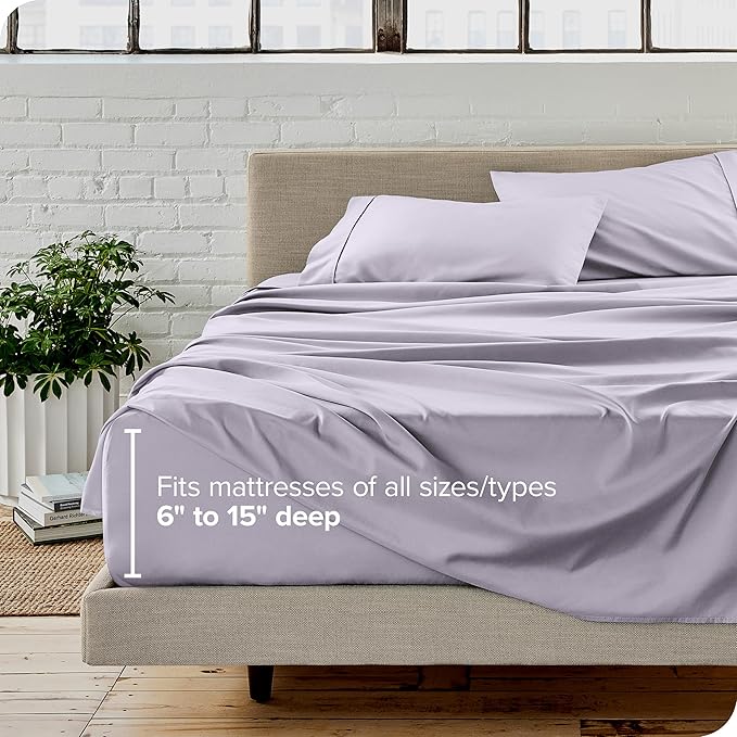 Bare Home Full Sheet Set - 1800 Ultra-Soft Microfiber Full Bed Sheets - Double Brushed - Deep Pockets - Easy Fit - 4 Piece Set - Bed Sheets (Full, Light Lavender)