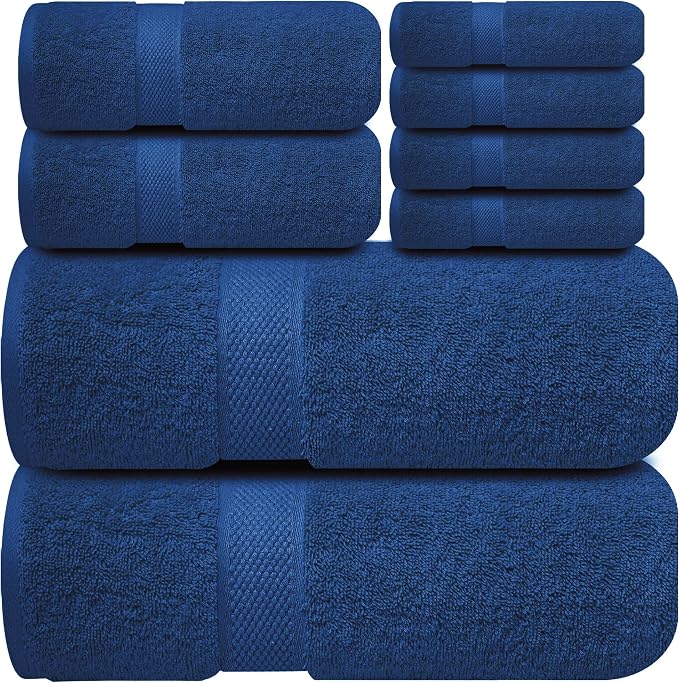 Infinitee Xclusives Luxury 100% Cotton Towel Set – 8 Piece Bathroom Towel Set – by InfiniteeXclusives