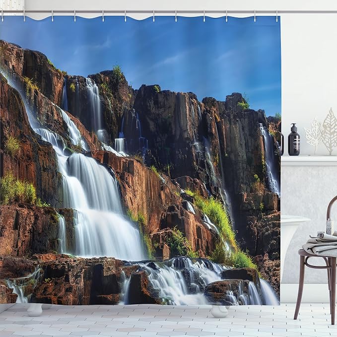 Ambesonne Rainforest Shower Curtain, Pongour Waterfall Exotic Natural Beauty by Ambesonne