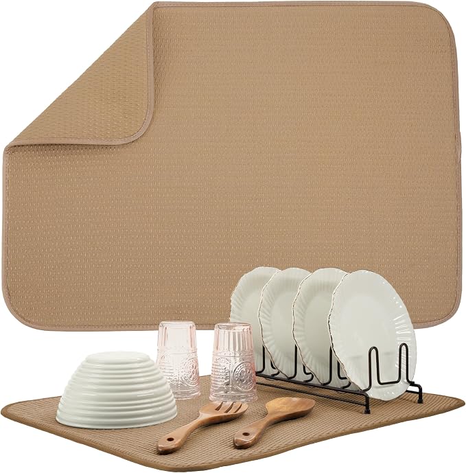 S&T INC. Dish Drying Mat XL, 18” x 24”, Absorbent Microfiber Kitchen Counter Mat by STINC