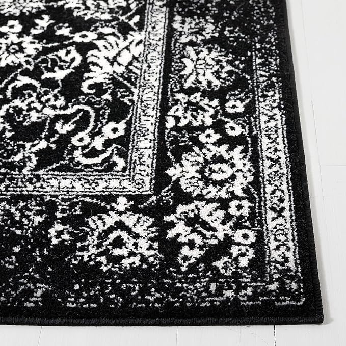 SAFAVIEH Area Rug 3x5 - Adirondack Collection - Black & Ivory, Distressed Vintage Floral Design, Non-Shedding & Easy to Clean, Ideal for Living Room, Bedroom, Dining Space (ADR109Z)