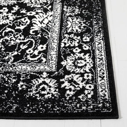SAFAVIEH Area Rug 3x5 - Adirondack Collection - Black & Ivory, Distressed Vintage Floral Design, Non-Shedding & Easy to Clean, Ideal for Living Room, Bedroom, Dining Space (ADR109Z)