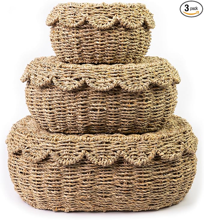 KOLWOVEN Set of 3 Wicker Storage Baskets by KOLWOVEN