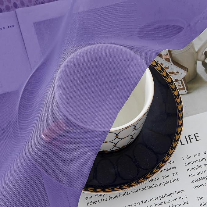 Chyhomenyc Sheer Purple Tier Curtains 24 Inch Length, Small Window Curtains - Image 5