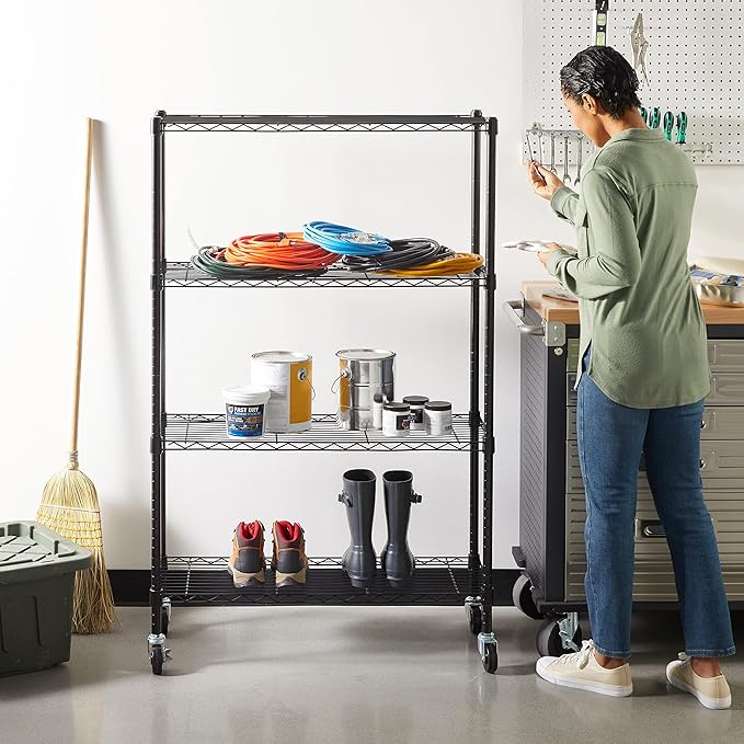 Amazon Basics 4-Shelf Adjustable Heavy Duty Steel Wire Rack Storage Shelving - Image 6