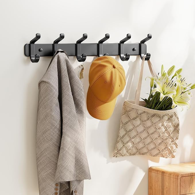 Coat Rack Wall Mounted Heavy-Duty: Metal Coat Hanger 6 Hooks - Image 4