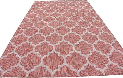 Unique Loom Outdoor Trellis Collection Area Rug (7' 1" x 10' Rectangle, Rust Red/ Ivory)