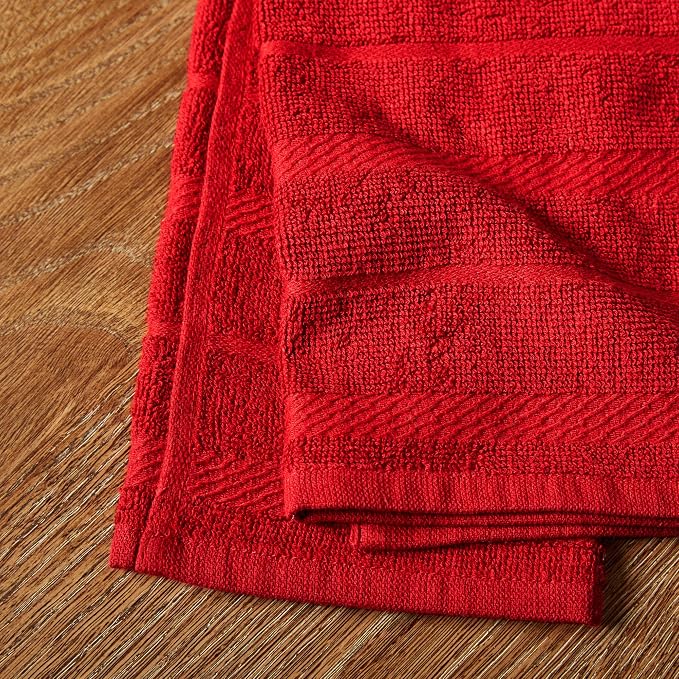KitchenAid Albany Kitchen Towel 4-Pack Set, Passion Red/White - Image 3