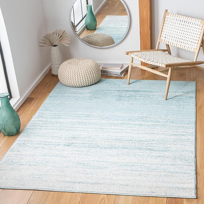SAFAVIEH Adirondack Collection Accent Rug - 4'5" x 6'5", Aqua & Ivory, Modern Ombre Design, Non Shedding & Easy to Clean, Ideal for Living Room, Bedroom, Office, Dining Space (ADR113J)