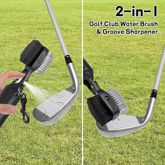 THIODOON 2 Pack Golf Club Brushes and Groove Cleaner 2 ft Retractable Zipline - Image 5