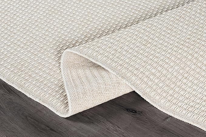 Easy Jute Rug 8x10 Indoor Outdoor Natural Rugs Solid Fiber Rug Woven Area Rug Boho Easy Clean Inside Carpet for Living Room Bedroom Dining Room Hallway or Outdoor Patio Porch (8 X 10 Bone)