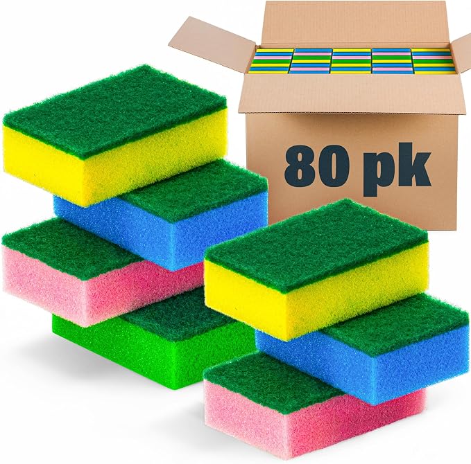 DecorRack 80 Kitchen Sponges, Heavy Duty Dish Sponges, Household Cleaning - Image 2