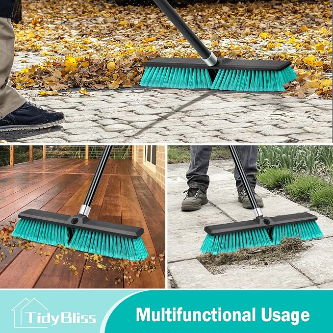 18” Push Broom Outdoor Heavy Duty 3 Pack, Large Commercial Stiff Bristle Brush - Image 2