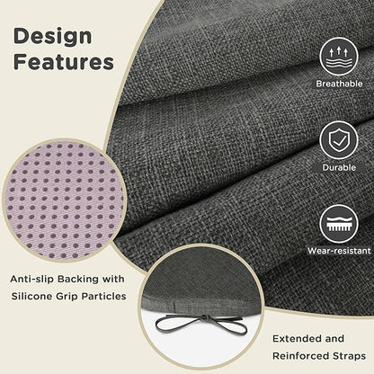 AddGrace Chair Cushions for Dining Chairs Set of 6 Windsor Kitchen Chair Cushions with Removable Textured Cover and Non Slip Bottom Indoor Chair Pads with Ties and Foam (16.5x15.5 Inches Darkgrey)