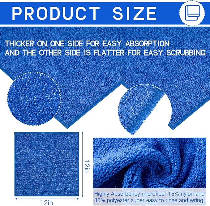 200 Pieces Microfiber Cleaning Cloths Bulk Absorbent Microfiber Towels Reusable - Image 2