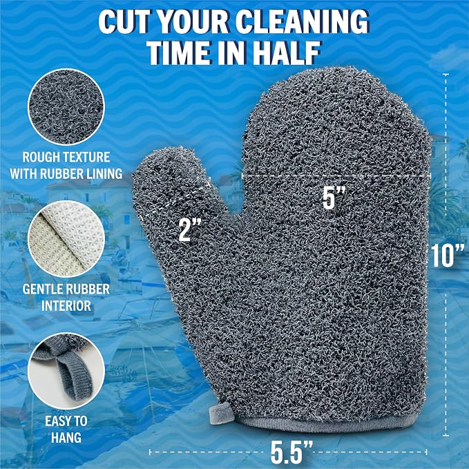 Boat Scrubbing Brush Glove, Heavy-Duty Deck and Hull Scrub Mitt - Image 3