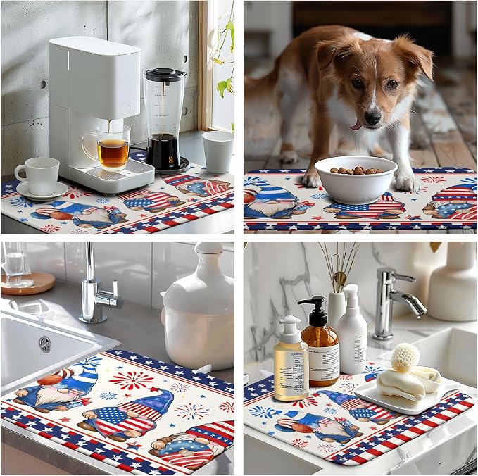 4th of July Dish Drying Mats for Kitchen Counter 18x24 In Memorial Independence - Image 7