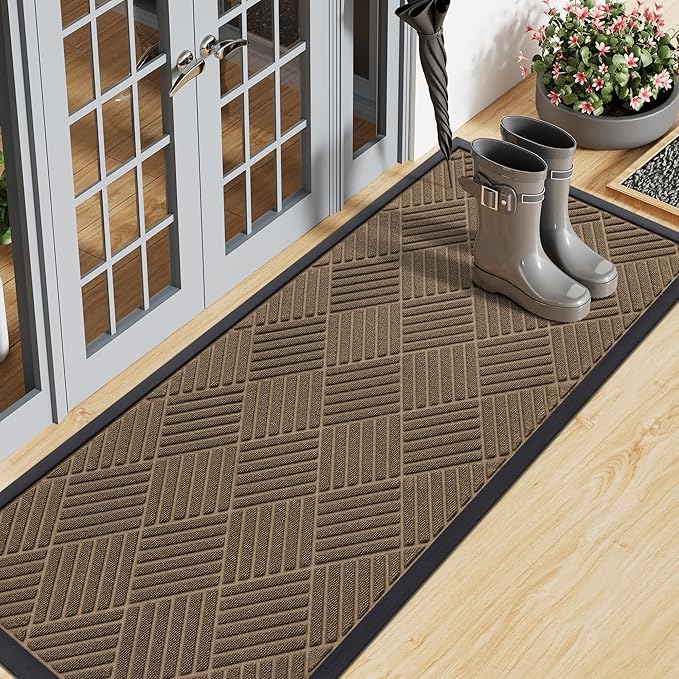 Smiry Front Door Mat Outside Entrance, Heavy Duty Outdoor Indoor Natural Rubber by Smiry