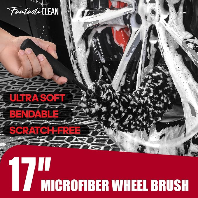 Fantasticlean 7PCS Car Wheel Brush Kit, Tire Brush, Soft-bristled Rim Brush - Image 2