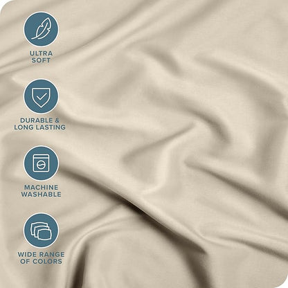 Bare Home 2-Pack Fitted Bottom Sheets Short Queen - Premium 1800 Ultra-Soft Wrinkle Resistant Microfiber - Deep Pocket (Short Queen, Sand)