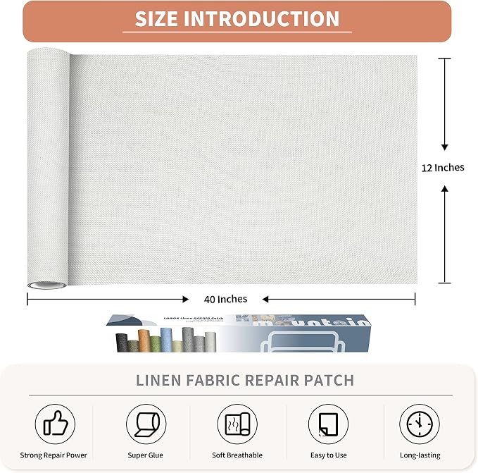 KING MOUNTAIN Fine Linen Repair Patches, Self-Adhesive Linen Fabric Patches - Image 2
