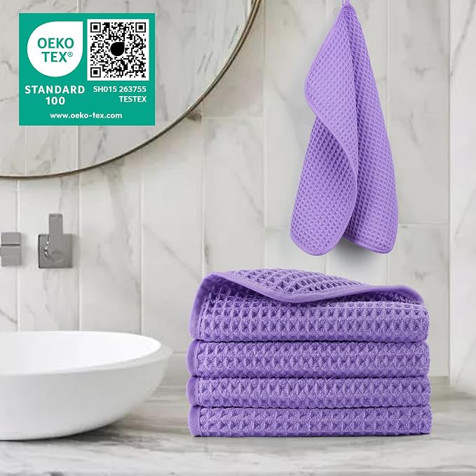 POLYTE 430 GSM Microfiber Lint Free Washcloth Face Towel, 13 x 13 in, 4 Pack - Image 2