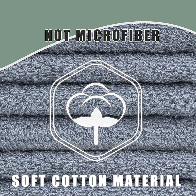 Textila Terry Wash Cloths – Pack of 10, Cool Grey, 12x12 Inches – Soft - Image 5