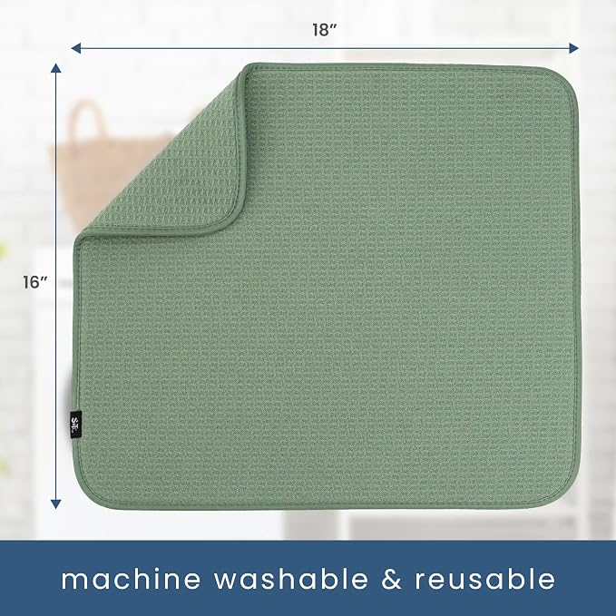S&T INC. Dish Drying Mat, 16” x 18”, Absorbent Microfiber Kitchen Counter Mat - Image 6